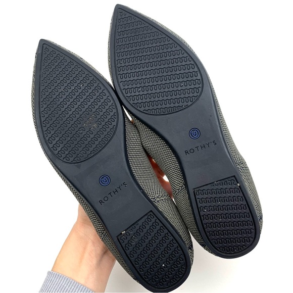 Rothy’s The Point Flat Snake Print Shoes Pointed Toe Gray Python Comfy Size 7.5 - Picture 6 of 9